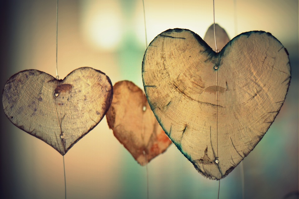 Heart decor dangling in the light