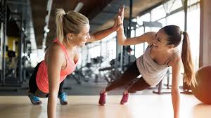 Partner workout, push up high 5